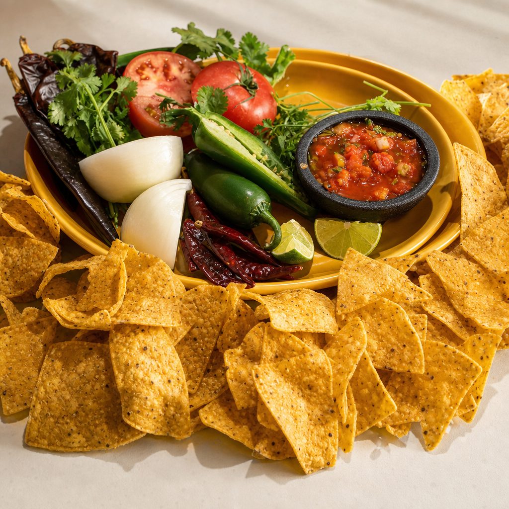 Chips and chunky salsa.