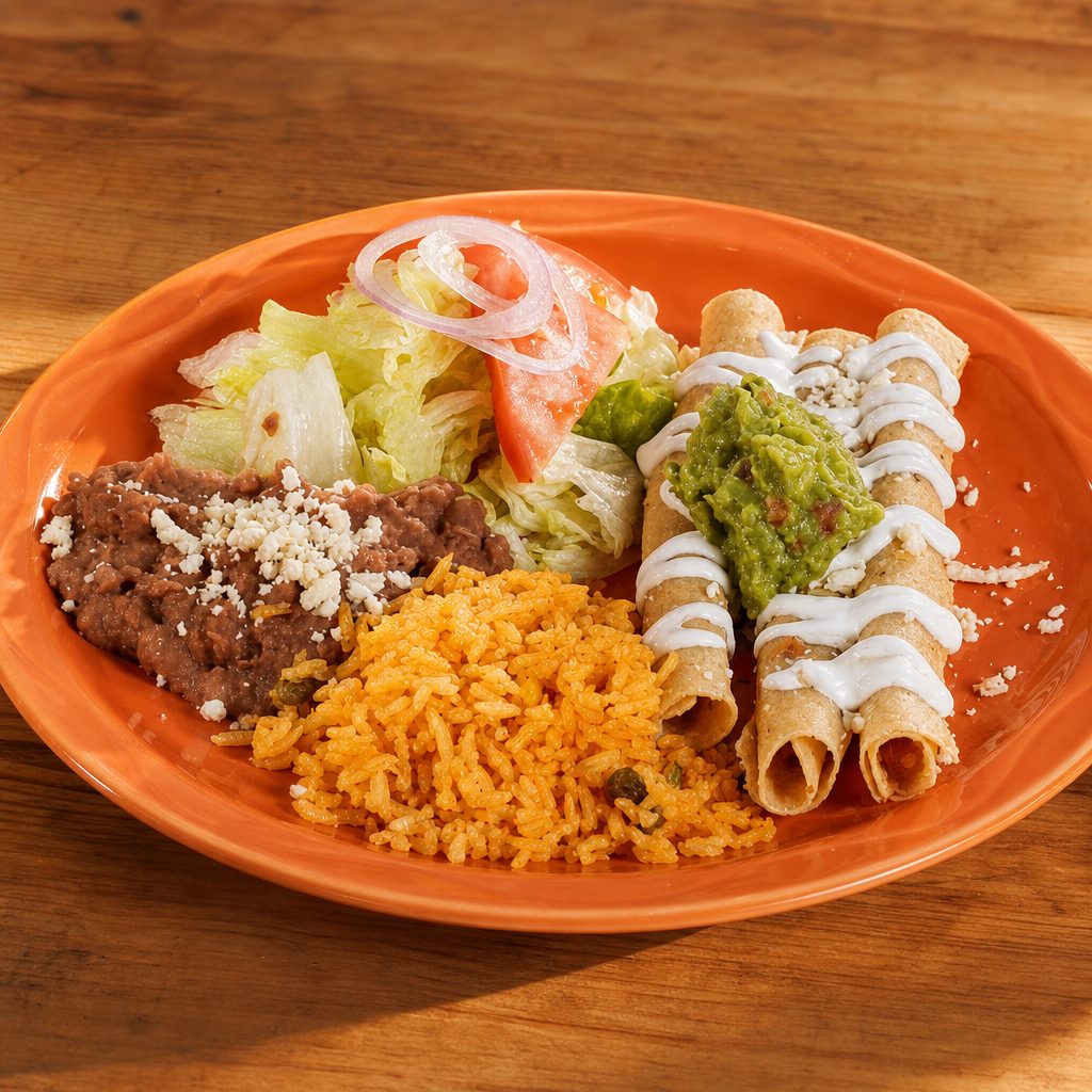 Chicken flautas dinner.